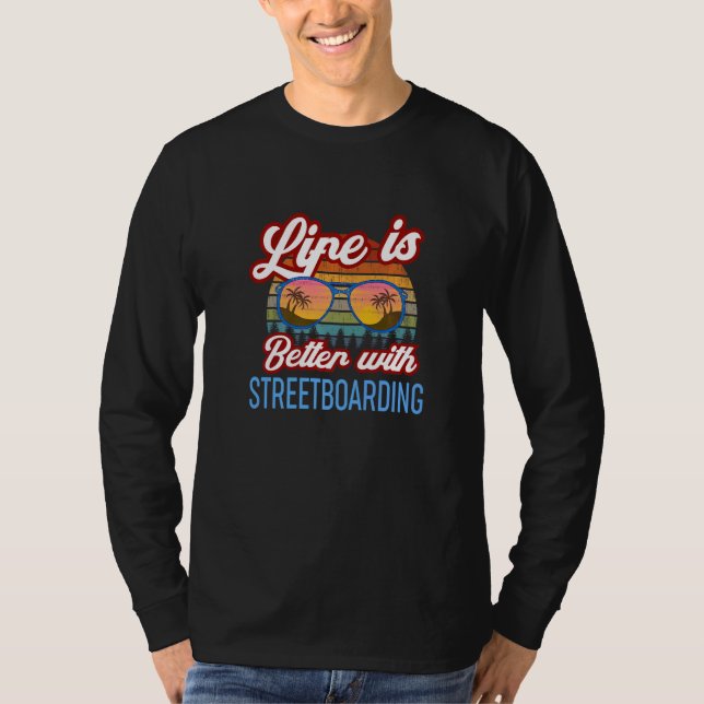 T-shirt Retro Sunset Slogan   With Streetboarding (Devant)