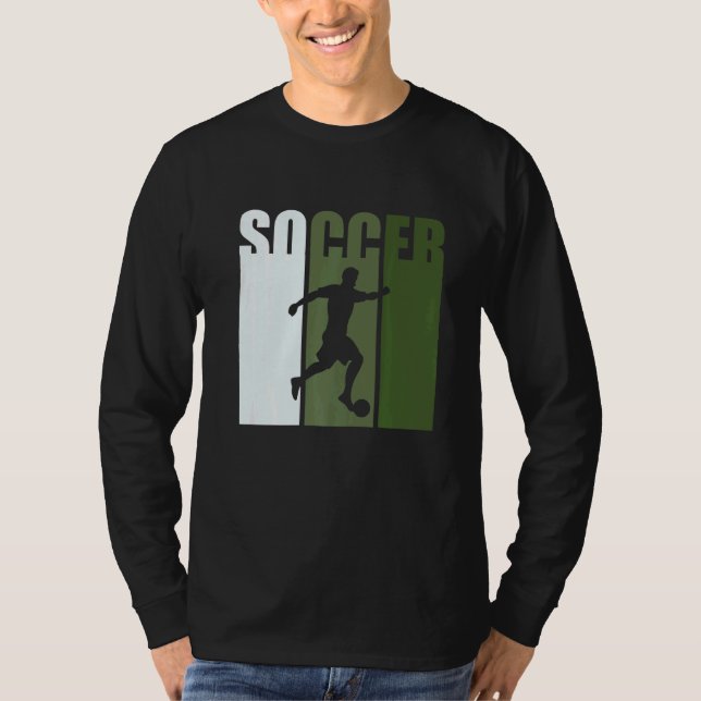 T-shirt Retro Sunset Soccer Player Green Silhouette (Devant)