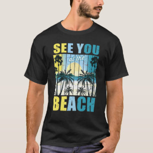 T-shirt Retro Sunset Tropical Summer Mer Vous À La Plage