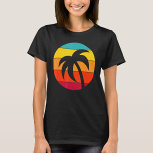 T-shirt Retro Sunset Vintage Palm Tree vacances été Tee