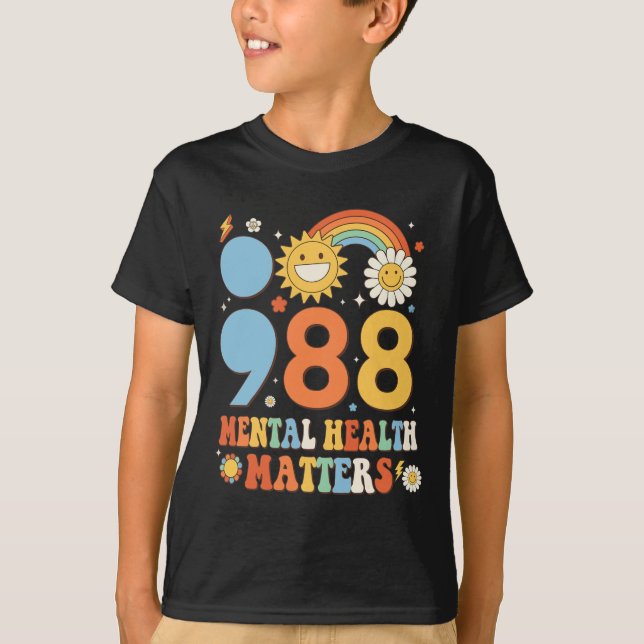 T-shirt Retro Super 988 Questions de santé mentale Suicide (Devant)