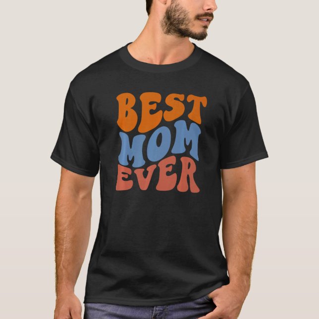 T-shirt Retro Super brillant Meilleure maman jamais Wavy H (Devant)