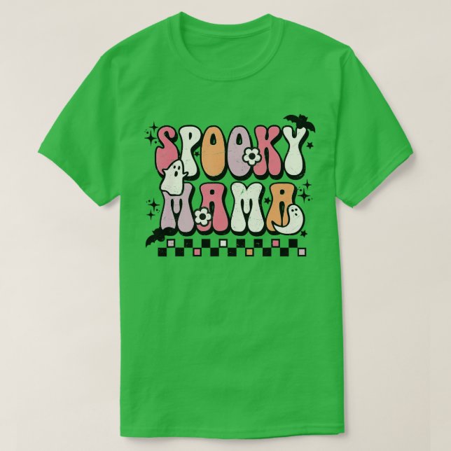 T-shirt Rétro Super Éffrayant Mama Automne Halloween Thank (Design devant)