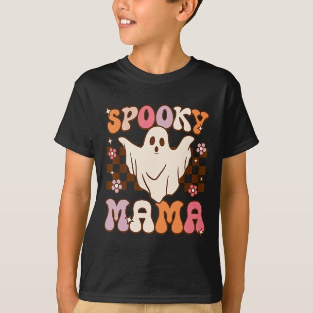 T-shirt Retro Super Halloween Fantôme Éffrayant Mama costu (Devant)
