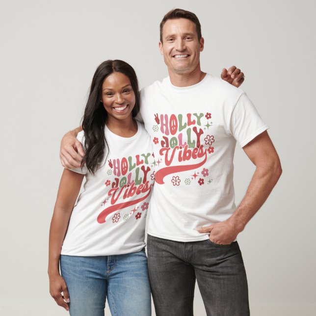 T-shirt Retro Super Holly Jolly Vibes Typographie (Unisexe)