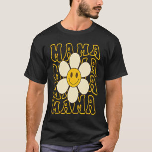 T-shirt Retro Super Mama Daisy Fleur Mama Smile Face