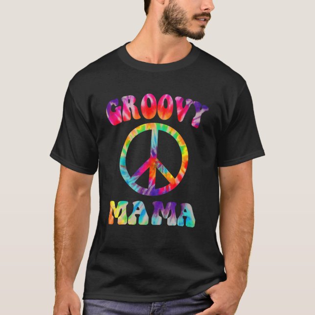 T-shirt Retro Super Mama Famille 1er Anniversaire Cravate- (Devant)