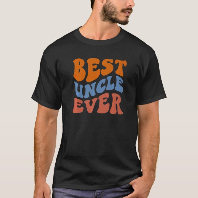 T-shirt Retro Super meilleur oncle jamais Wavy Hippie Boho (Devant)