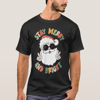 T-shirt Retro Super Noël Joyeux Rester brillant Hippie Cl