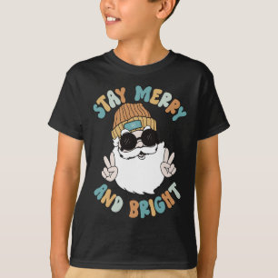 T-shirt Retro Super Noël Joyeux Restez lumineux Père Noël 