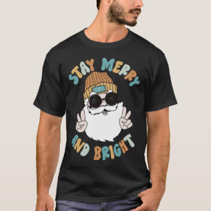 T-shirt Retro Super Noël Joyeux Restez lumineux Père Noël 