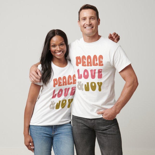 T-shirt Retro Super Peace Love Joie Typographie Holiday (Unisexe)