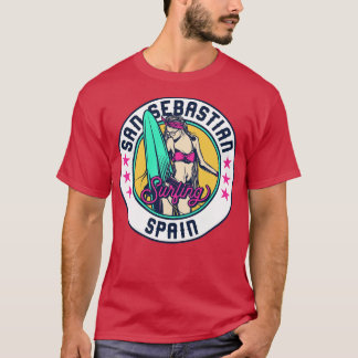 T-shirt Retro Surfer Babe Badge San Sebastian Espagne