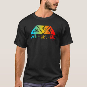 T-shirt Retro Swim Bike Run Triathlon Sport Athlétisme Hom