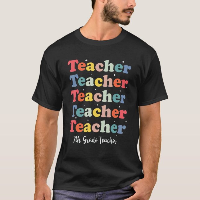 T-shirt Retro Teacher Inspirational Back to School 7th Gra (Devant)