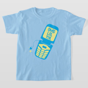 T-Shirt Retro Téléphone Flip Bleu