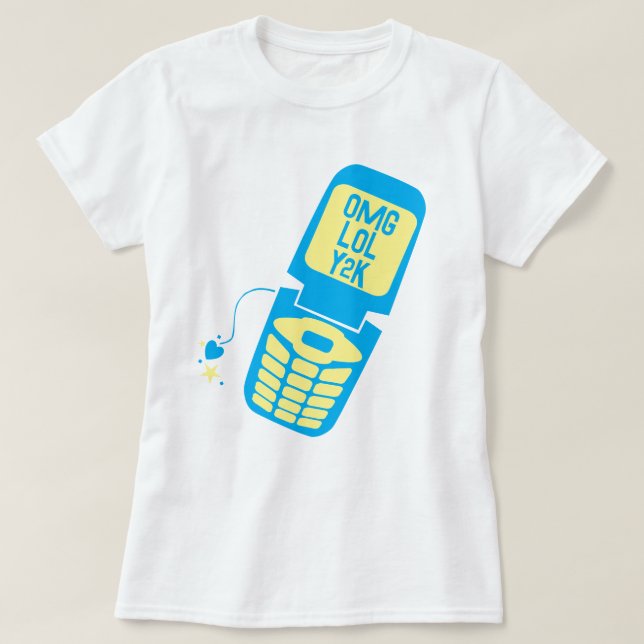 T-Shirt Retro Téléphone Flip Bleu (Design devant)