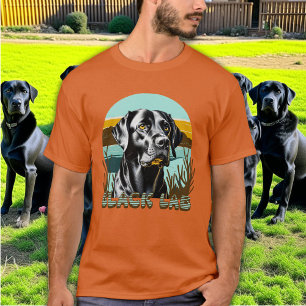 T-shirt Rétro Texte Retriever Labrador Noir