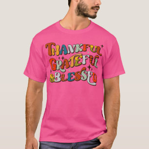 T-shirt Rétro Thankful Grateful Blessed Fall Colors Thanks