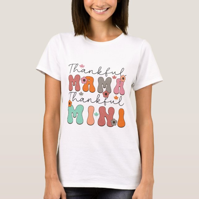 T-shirt Rétro Thankful Mama Merci Mini - Automne (Devant)