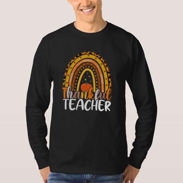 T-shirt Retro Thanksgiving Teacher Thankful Teacher Rainbo (Devant)