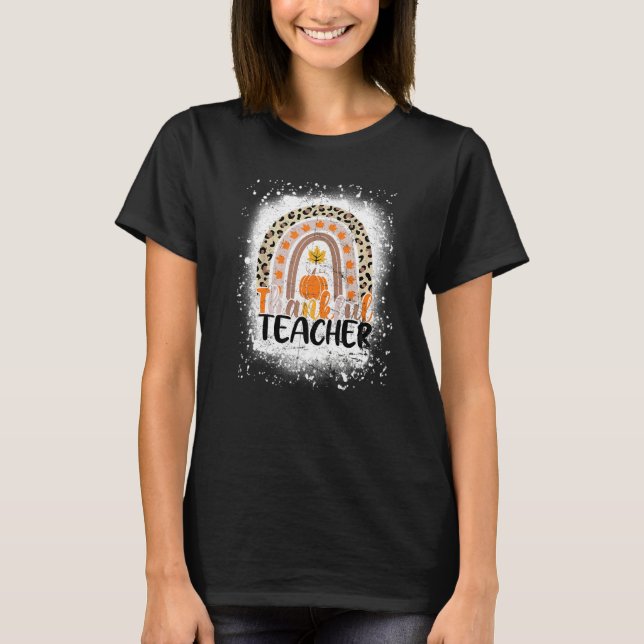 T-shirt Retro Thanksgiving Teacher Thankful Teacher Rainbo (Devant)