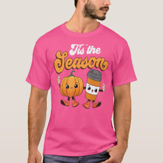 T-shirt Retro Tis Saison Citrouille Café Chute Thanksgiv