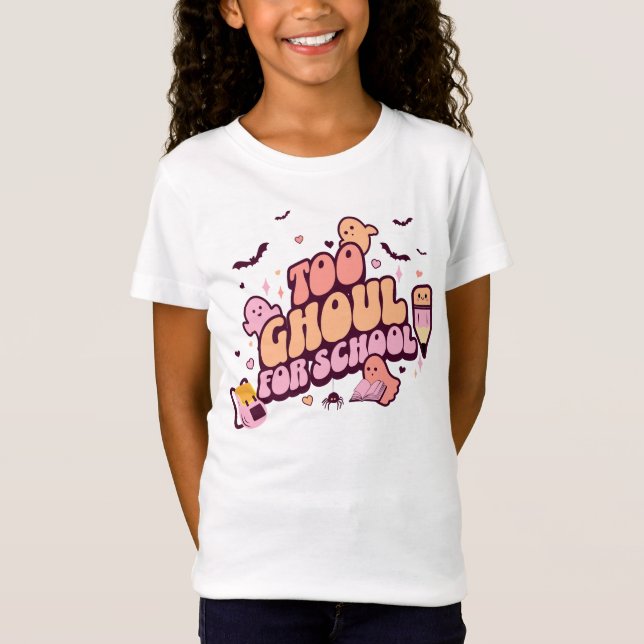 T-Shirt Retro Too Ghoul pour l'Halloween à l'école (Devant)