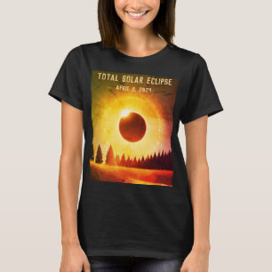 T-shirt Rétro Total éclipse solaire 8 avril 2024 paysage