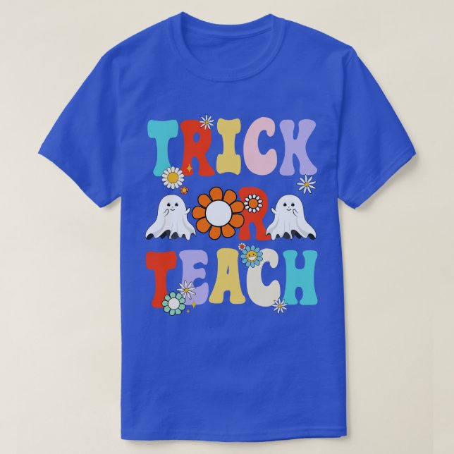 T-shirt Retro Tricoter Ou Enseignant Fantôme Halloween Cos (Design devant)