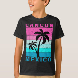 T-shirt Retro Tropical Sunset Cancun Beach Mexique Été V