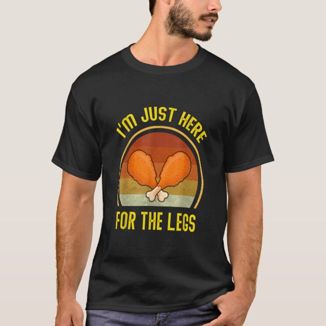 T-shirt Retro Turkey Thanksgiving I'm Just Here For The Le (Devant)