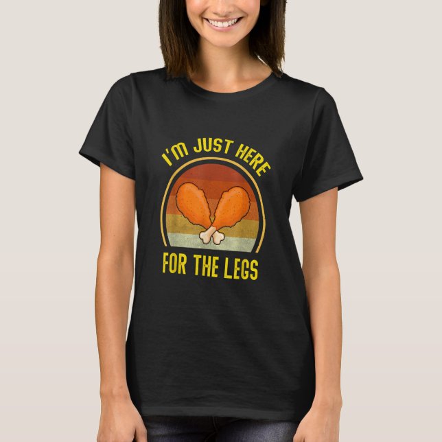 T-shirt Retro Turkey Thanksgiving I'm Just Here For The Le (Devant)