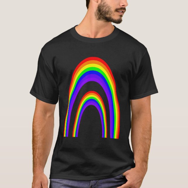 T-shirt Retro Twinned Rainbow Seventies Style Sept couleur (Devant)