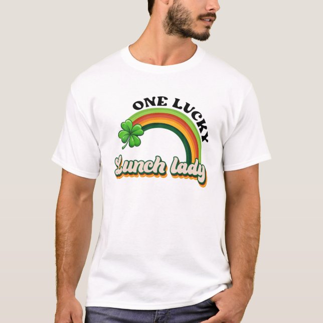 T-shirt Retro Un Lucky Lunch Lady St Patrick's Day Shamro (Devant)