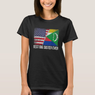 T-shirt Retro Us Comores Drapeau Meilleure Grande Soeur Ja