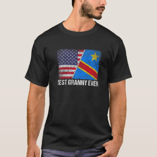 T-shirt Retro Us Congo Drapeau Meilleure mamie Jamais Fête