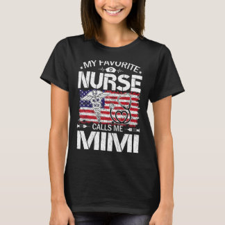 T-shirt Retro Us Drapeau Mon Infirmière Préférée M'Appelle