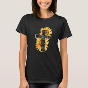 T-shirt Retro Us Drapeau Tournesol Jésus Croix Foi Christi