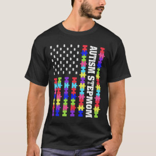T-shirt Retro Usa Drapeau Autisme Stepmaman Puzzle Autisti