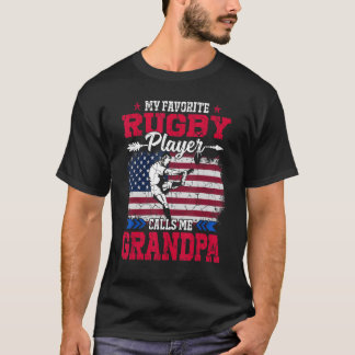 T-shirt Retro Usa Drapeau Joueur de Rugby Me Appelle Grand