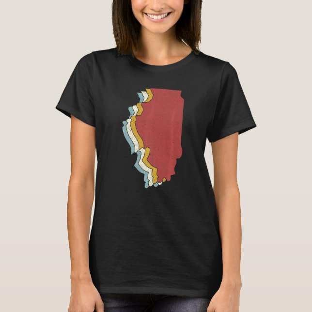 T-shirt Retro USA State  Vintage Map Illinois (Devant)