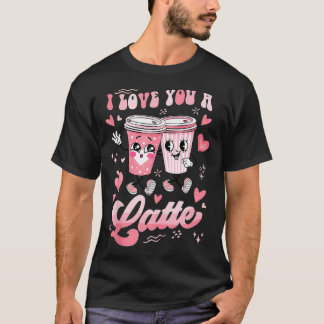 T-shirt Retro Valentines Day Café Lover Je T'Aime Un Peu