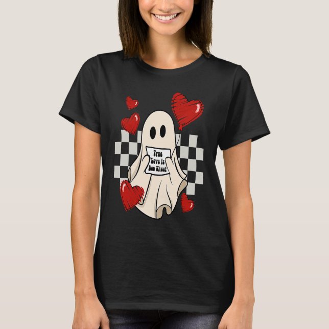 T-shirt Retro Valentines Day Véritable Amour Est Boo Sheet (Devant)