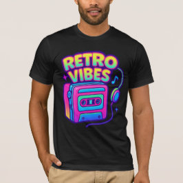 T-Shirt Retro Vibes Neon Lecteur Cassette