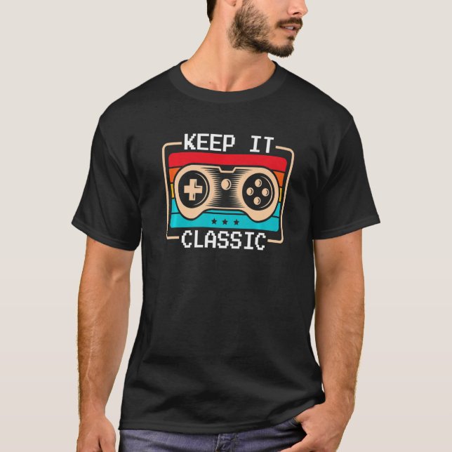 T-shirt Retro Video Game  Gaming Gamers Pixel Keep It Clas (Devant)