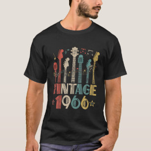 T-shirt Retro Vintage 1966 Guitar Lover 1966 Anniversaire 