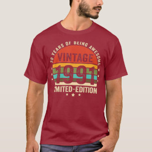 T-shirt Retro Vintage 1991 30 ans 30e anniversaire pour