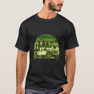 T-shirt Retro Vintage coucher de soleil vert 4x4 Voiture O