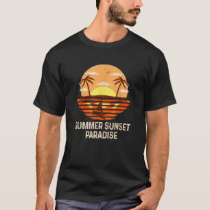 T-shirt Retro Vintage été coucher de soleil Paradise Beach
